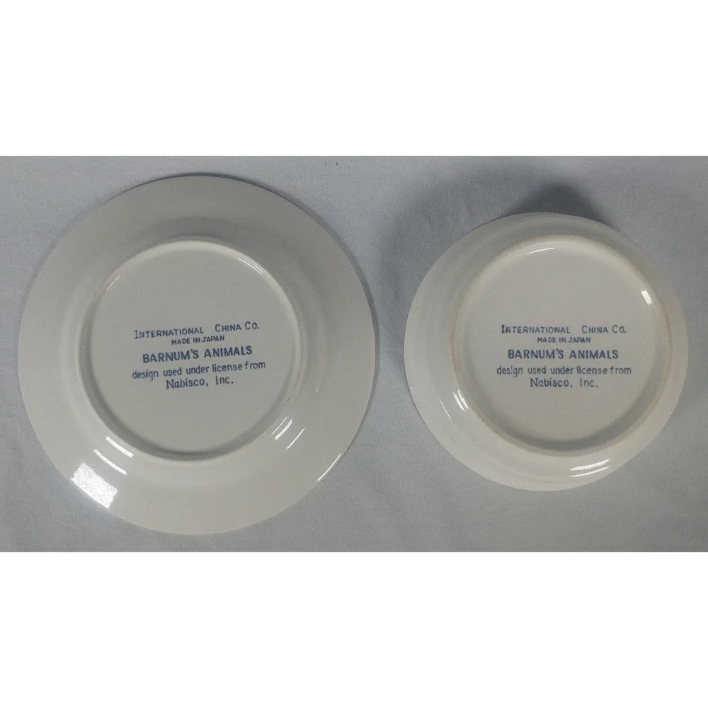 International China Barnum's Animals Child Plate Bowl Nabisco Japan Vintage